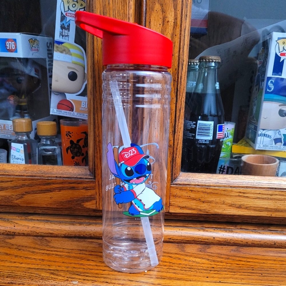 Stitch Clear Water Bottle with Red Cap